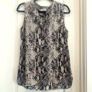 Equipment 100% silk tank top in snake skin print